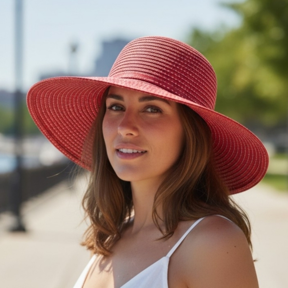 Sun Hat - Red And White